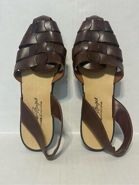 Brown Woven Leather Huarache Style Fisherman Sandals Made in Brazil 6M